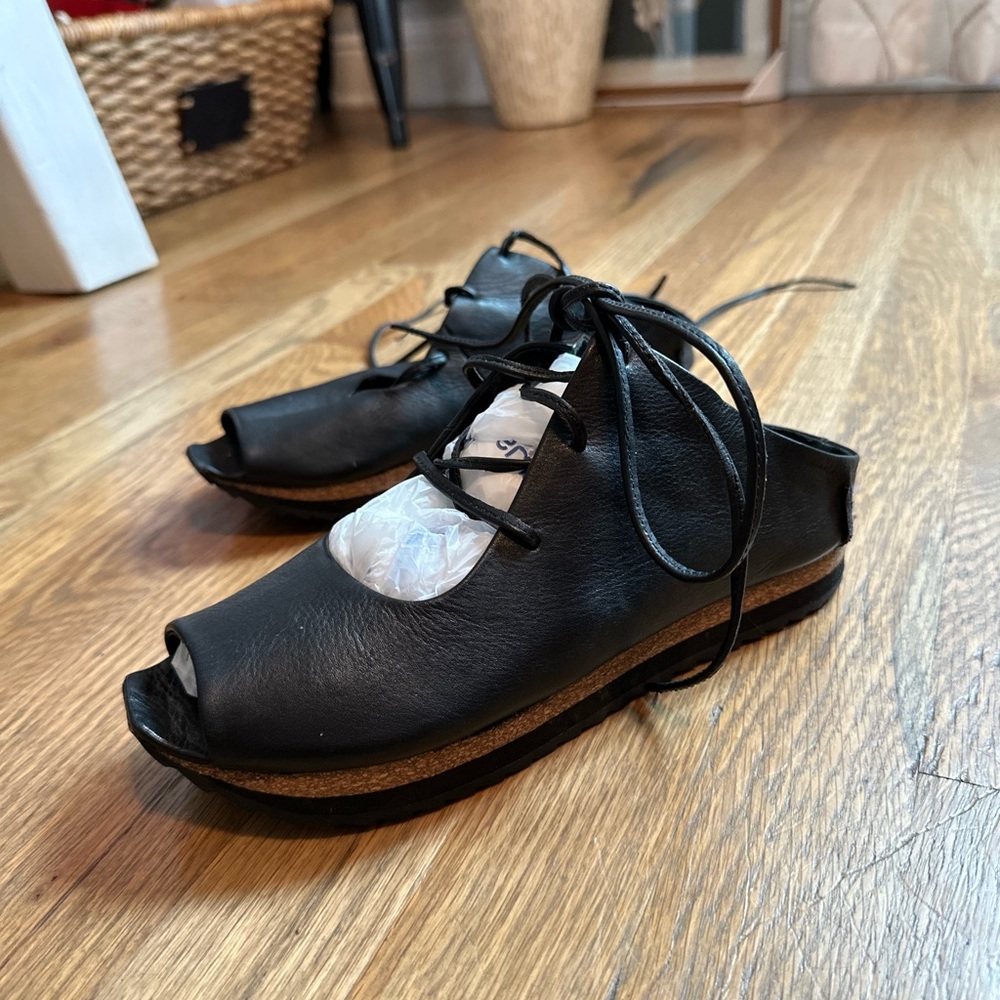 Free People Christie Flatform Mules Black Sandals with Open Back - Picture 2 of 7